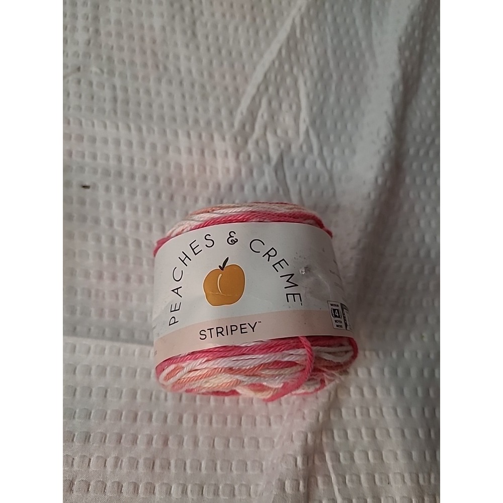 Peaches & Creme STRIPEY ENERGETIC PINK Yarn 102‎ Yds 2 oz